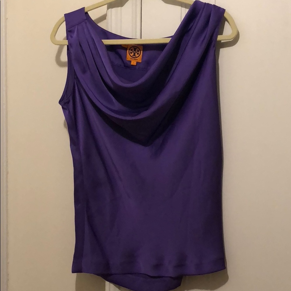 NWOT Purple Silk Cowl Neck Tory Burch Top
